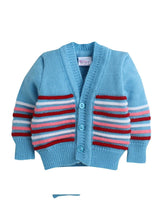 Little Angels Little Angels Sweater Set Baby Wool Full Sleeves V-Neck Bumper Striped Blue 3-Piece Set Sweater Sets Rainbow Snug Bumper Baby Outfit